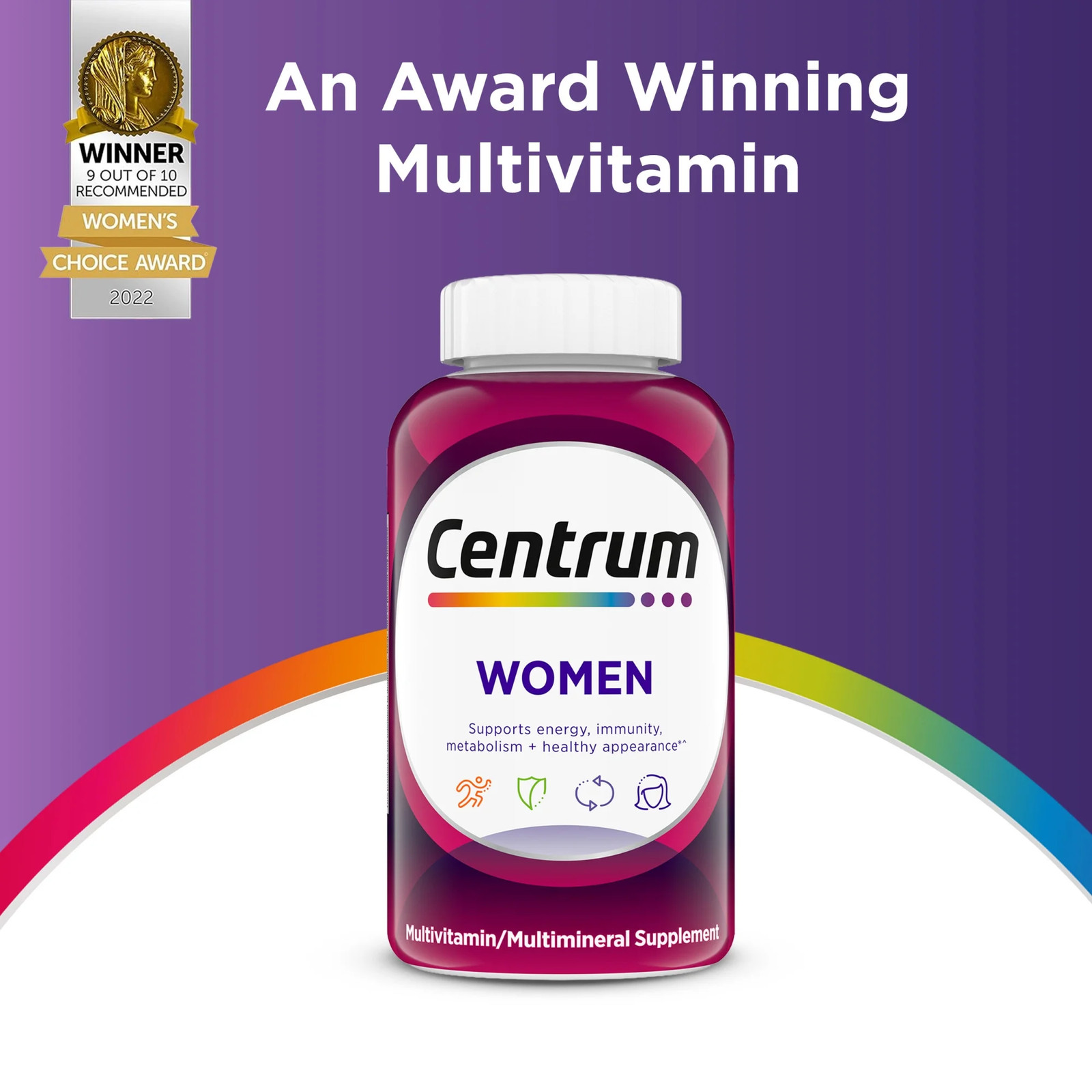 Centrum Women Multivitamin with Vitamins A, B, C, D3 & E with Iron, 100 Count