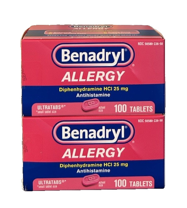 Benadryl Allergy Relief Diphenhydramine 25 mg 200 Count Ultratabs Exp 12/2026