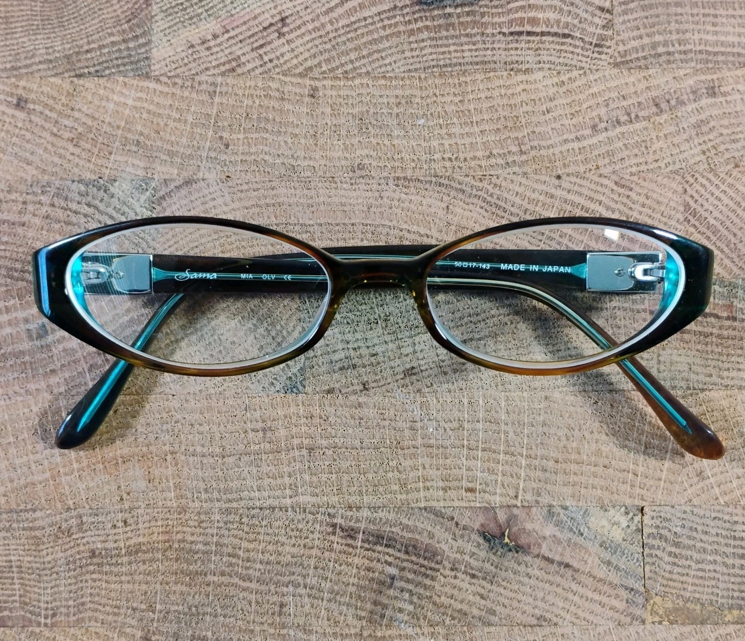 Sama MIA OLV Eyeglasses Olive Brown & Green Oval Frames 52-17-143 Made In Japan