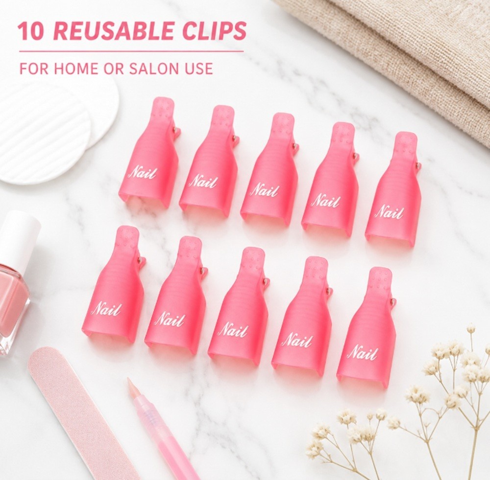 10 Pack Gel Nail Polish Soak Off Clips Manicure Pedicure Wrap Holders