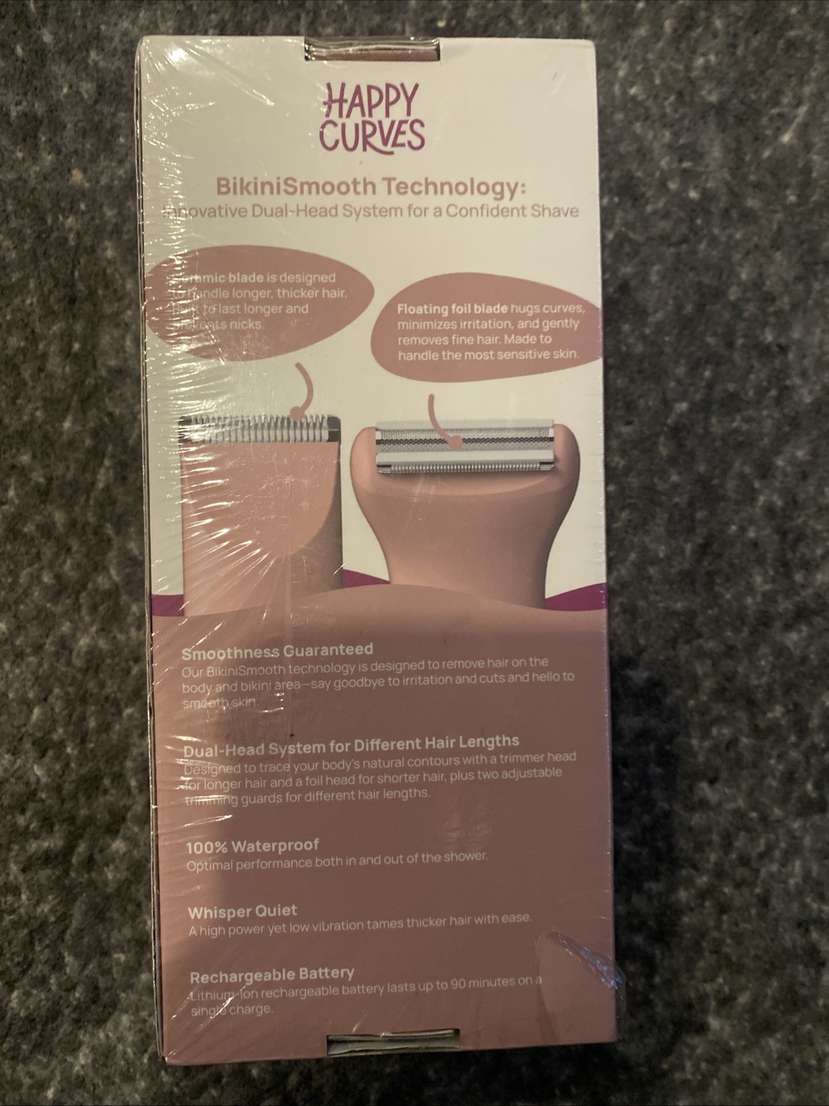 HAPPY CURVES Smoothie 2.0 ,Bikini & Body Hair Trimmer – Electric Razor for Women