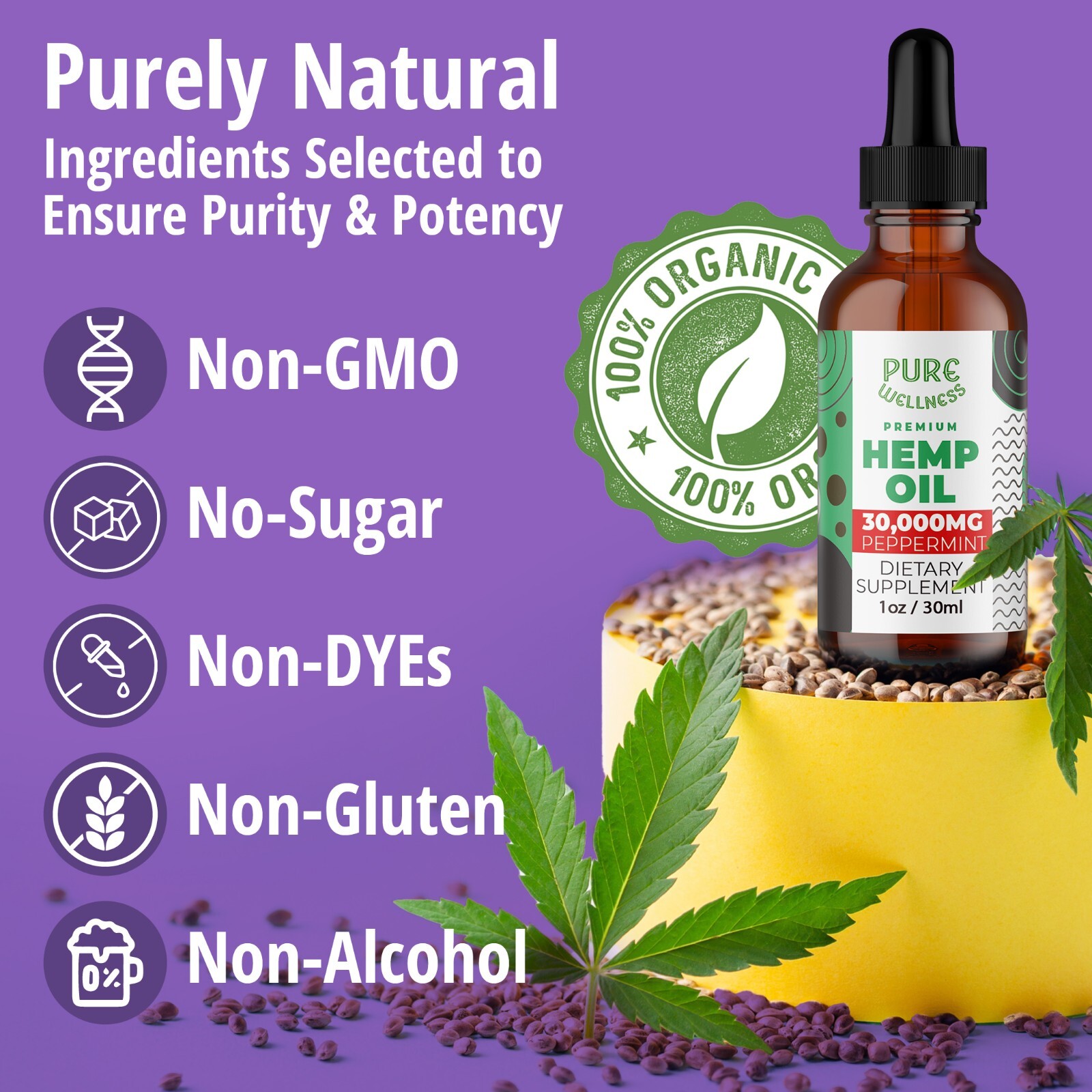 Hemp Seed Oil 30,000mg | Discover the Benefits of Hemp Seed Oil (3-Pack)