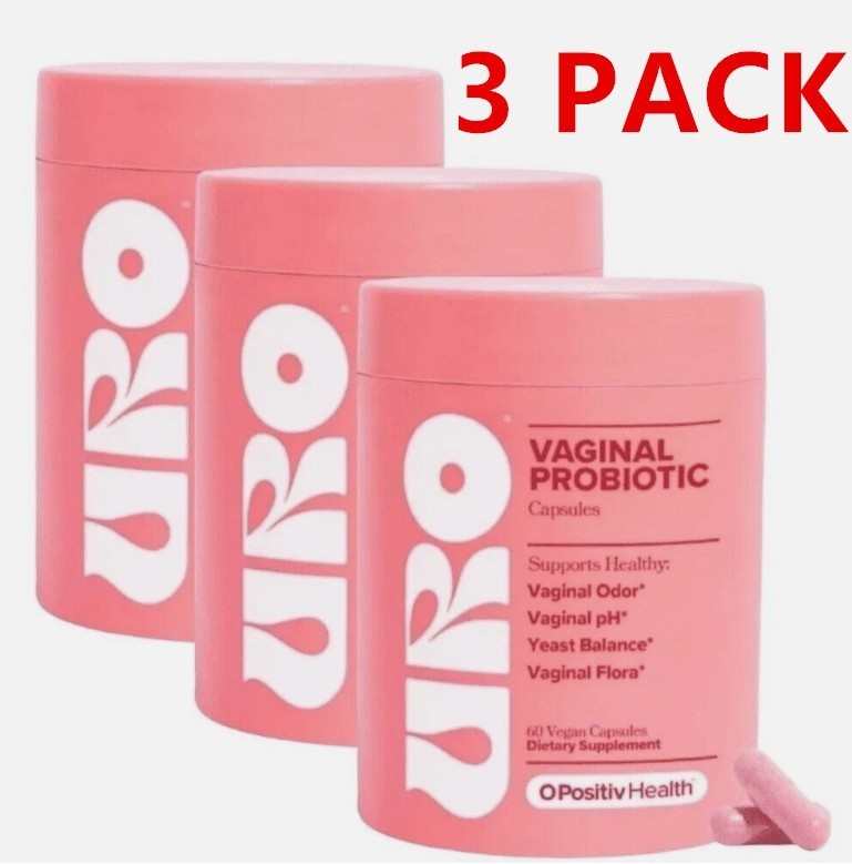 3PACK URO O Positiv Vaginal Probiotics for Women pH Balance w/ 180pcs Prebiotic