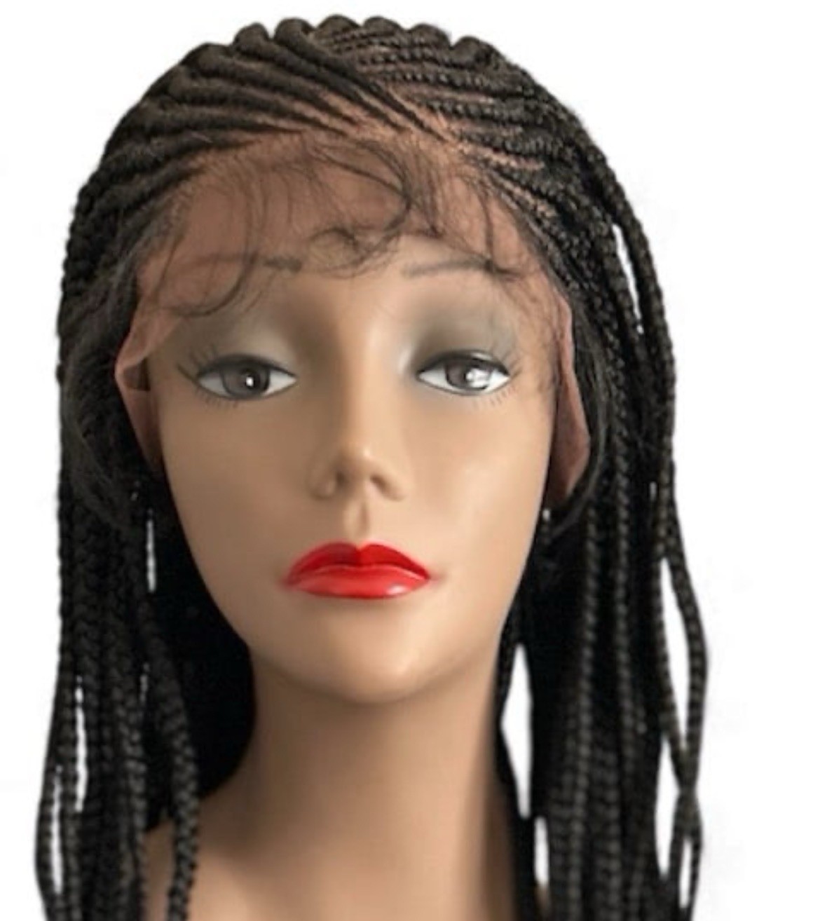 Women’s Black Braided Lace Front Synthetic Wig w/ Adjustable Strap, One Size