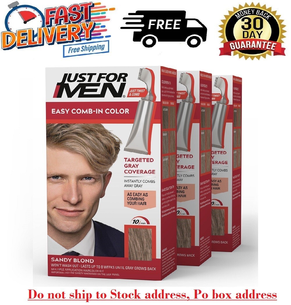 Just For Men Easy Comb-In Hair Color Kit Ammonia Free A-10 Sandy Blonde 3 Pack