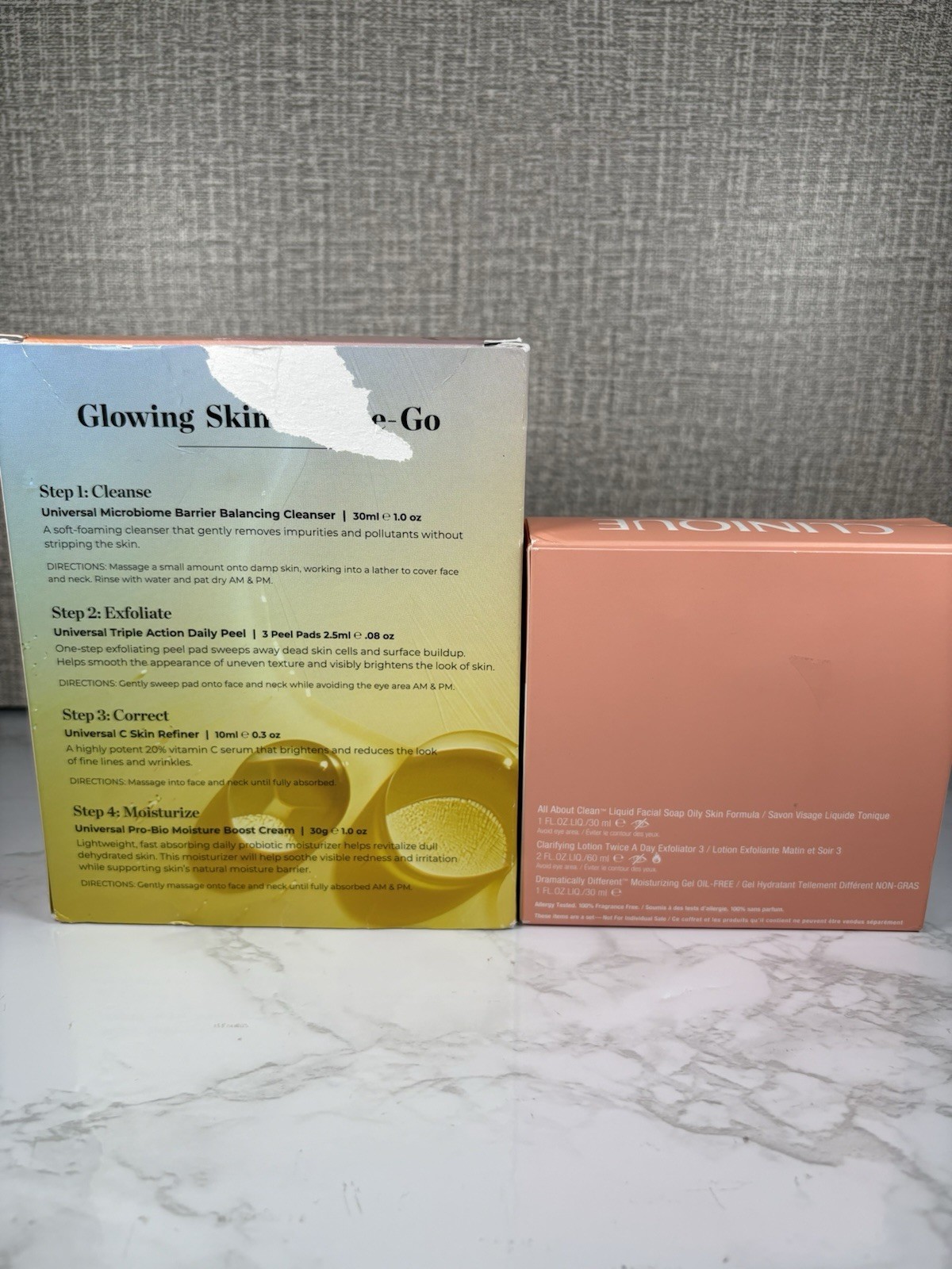 Clinique & Beauty Stat Travel Skin Care Cleanser Exfoliant Moisturizer BUNDLE