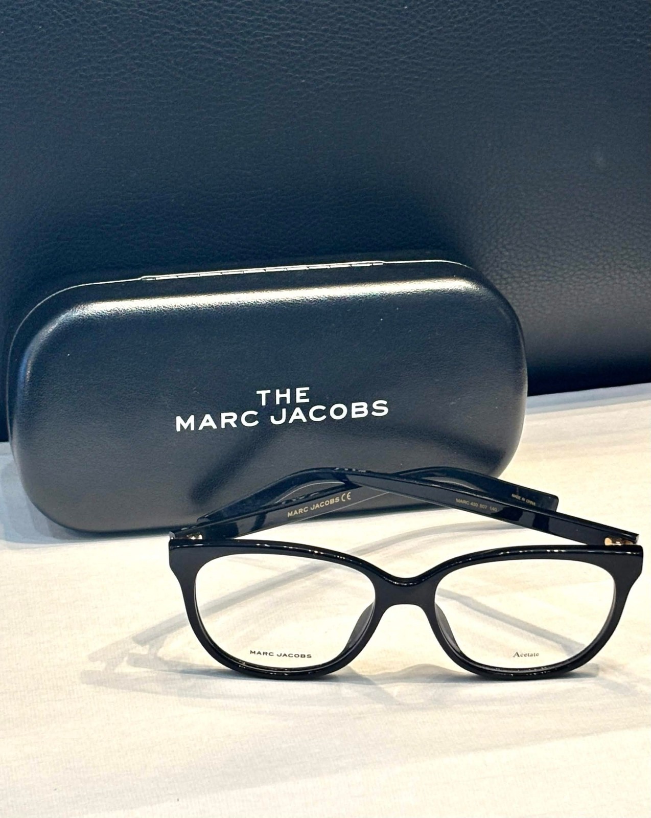 NEW MARC JACOBS 430 Black & Gold Classic Round Square Eyeglasses Frame 51mm