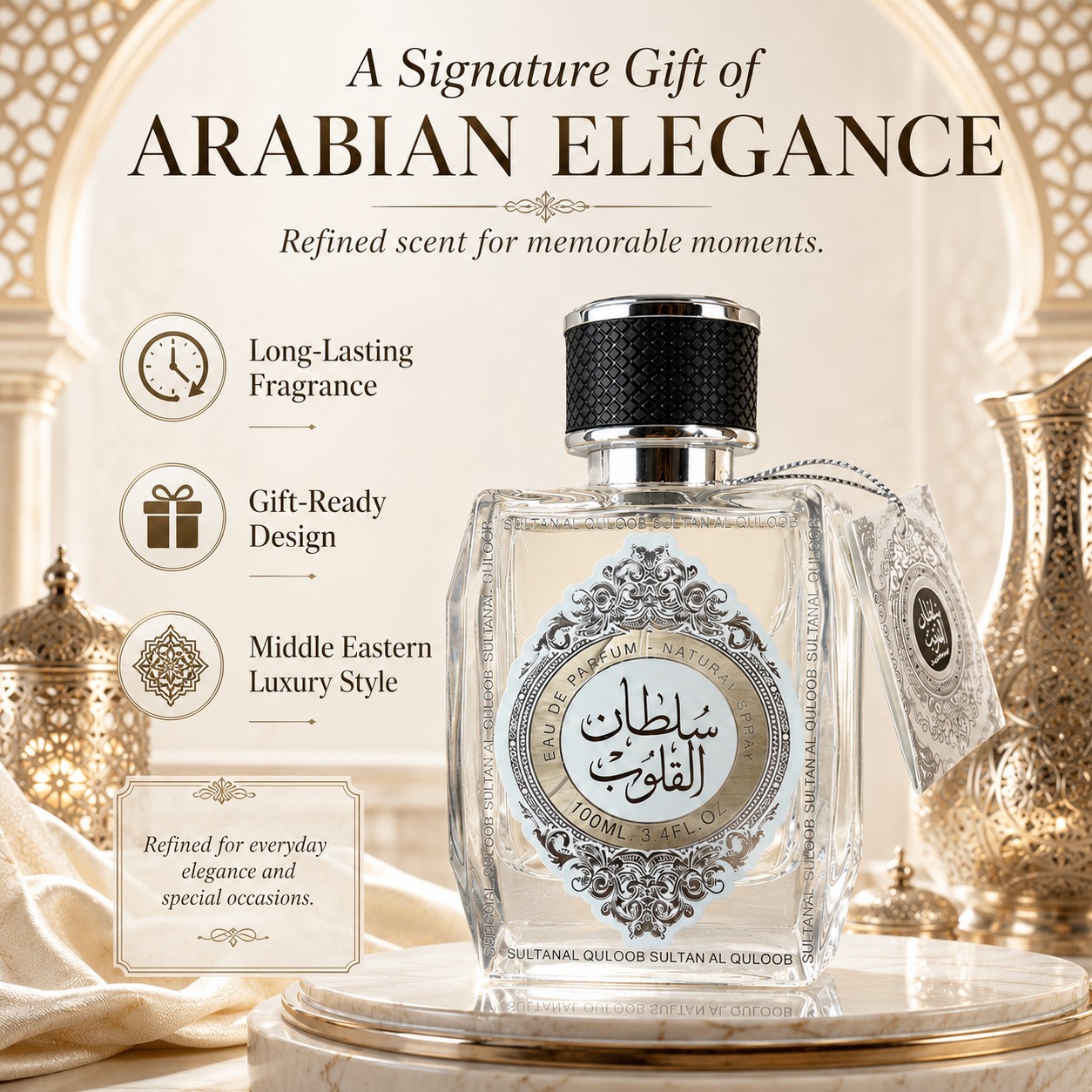Sultan Al Quloob Eau de Parfum 100ml/3.4 fl.OZ Arabian Oud Unisex Fragrance