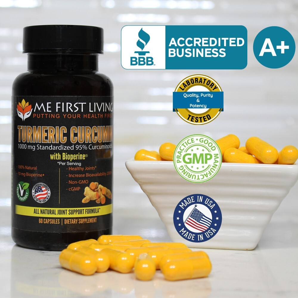 Me First Living Standardized Turmeric 1000 mg 95% Curcuminoids, 10 mg Bioperine