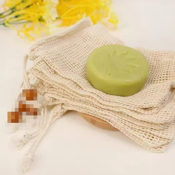 NEW Mesh Bar Soap Pouch, Natural Soap Bag Scrubber for Shower, Cotton Linen Ex