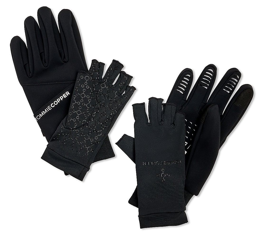 Tommie Copper 2-in-1 All Weather Compression Glove Combo – Black/Large