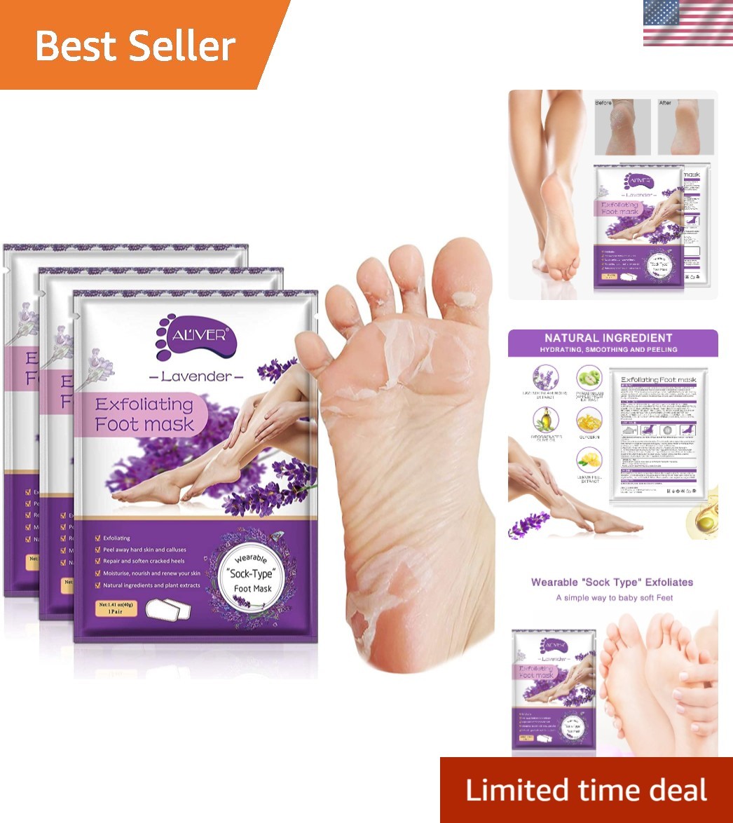 Lavender-scented Foot Peel Mask 3 Pack – Exfoliator for Baby Soft Feet
