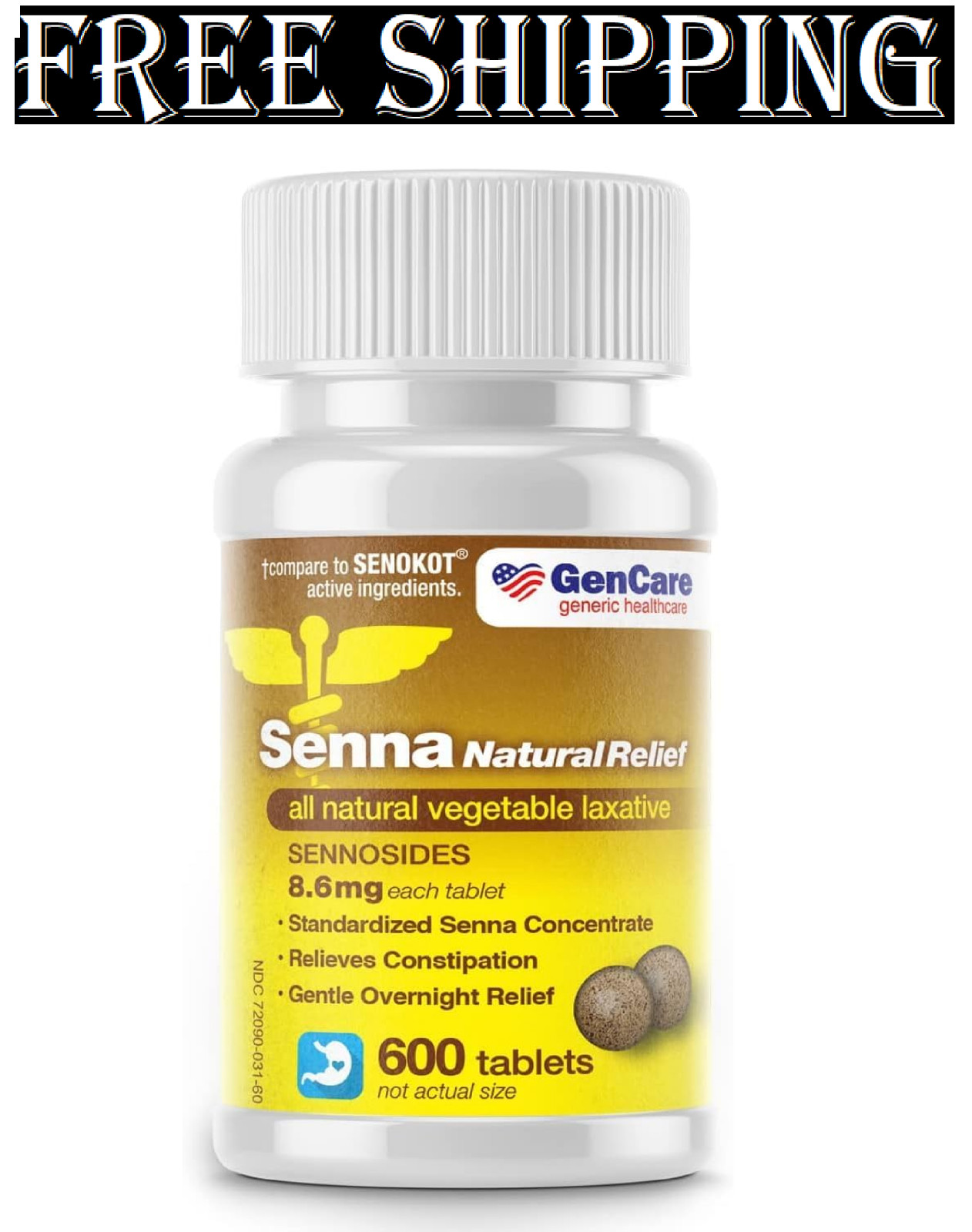 GenCare – Senna Laxatives (8.6mg Tablets) with Natural Sennosides (600 Tablet…