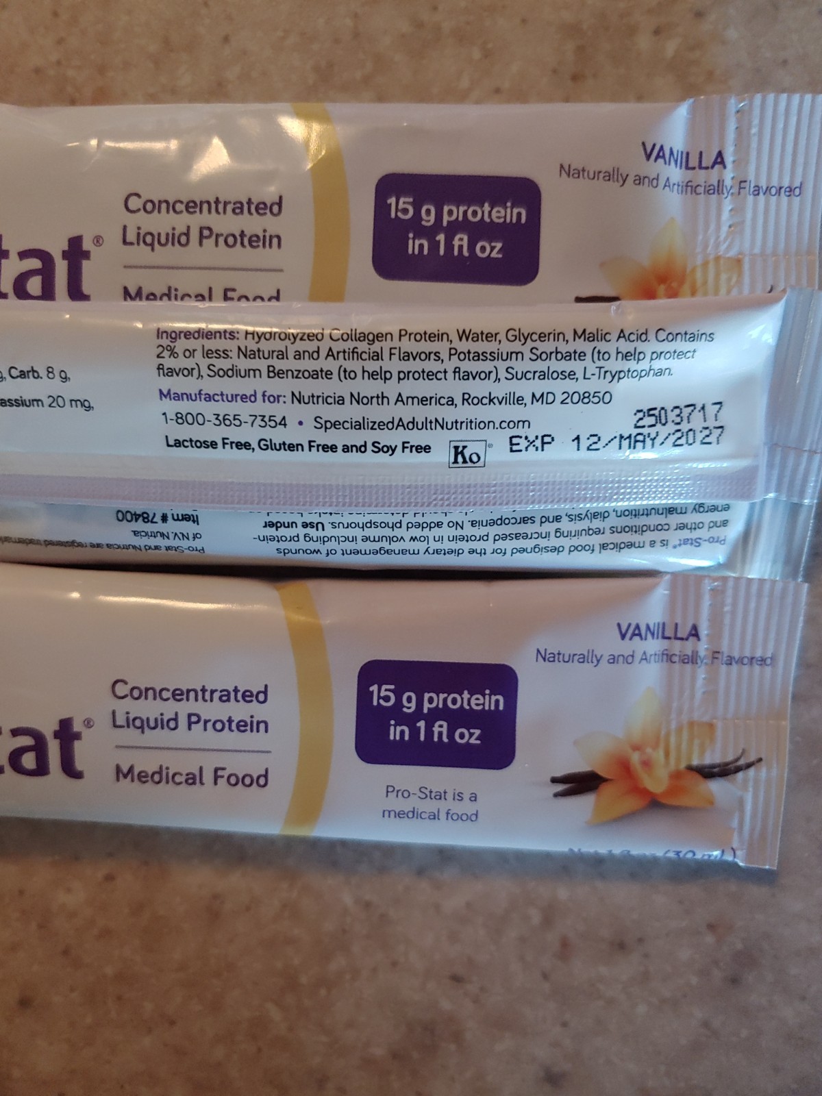 28 Packets Nutricia Pro-Stat Concentrated Liquid Protein Vanilla @1 fl oz Pouch