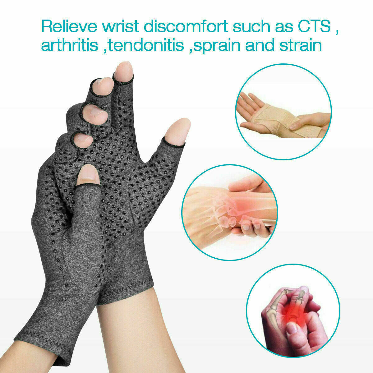 1 PAIR Copper Arthritis Compression Gloves Hand Support Joint Pain Relief USA