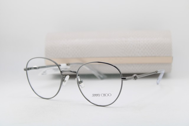 NEW JIMMY CHOO JC 2004HB 3004 GUNMETAL CRYSTALS AUTHENTIC EYEGLASSES 50-19