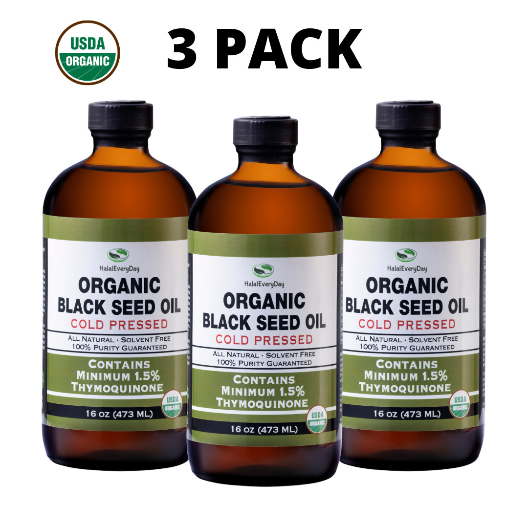 Black Seed Oil – 100% Pure USDA Organic Cold Pressed Cumin Nigella Sativa 3 PACK