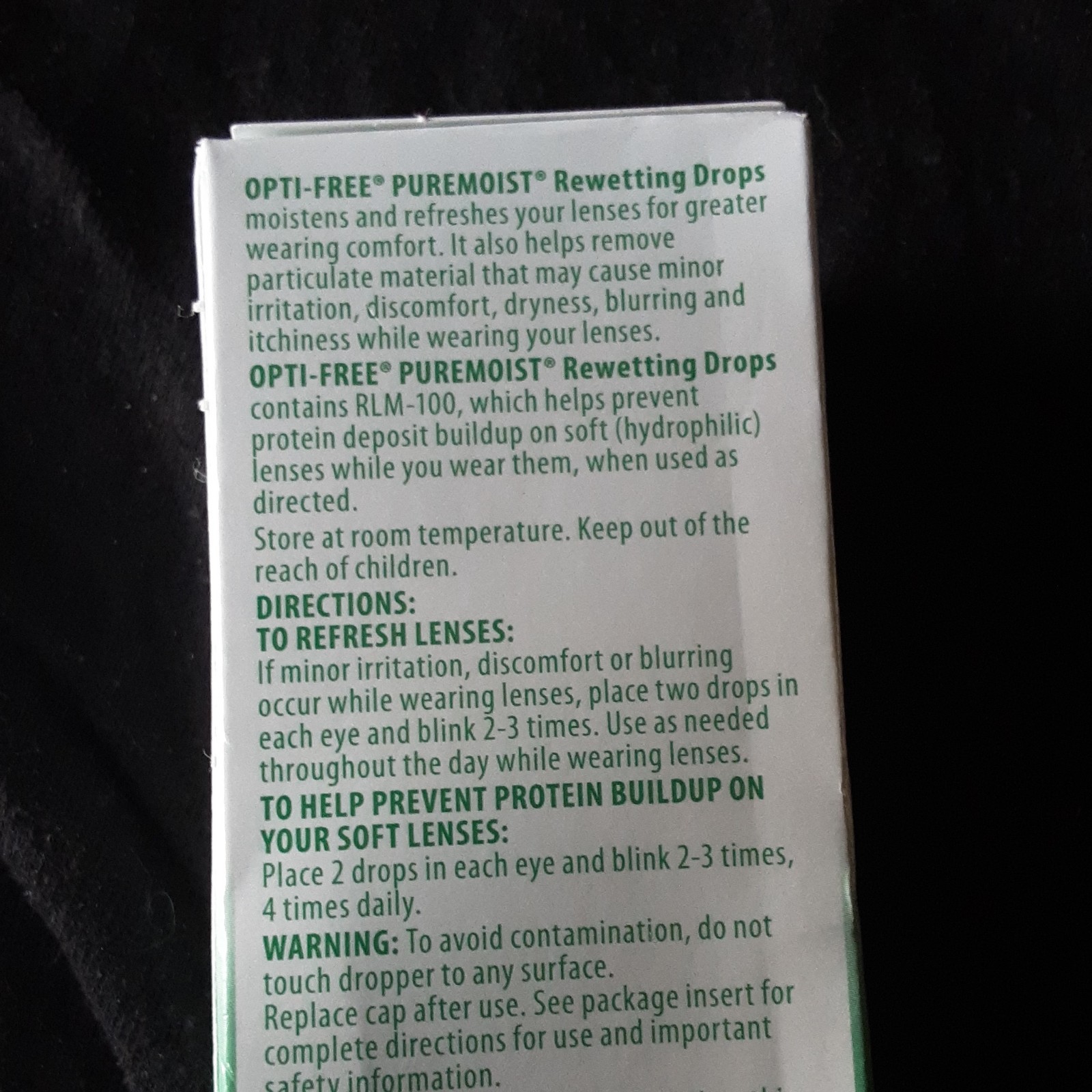OPTI-FREE puremoist Contact Lens Rewetting Eye Drops 10 mL Exp 2028-03-31