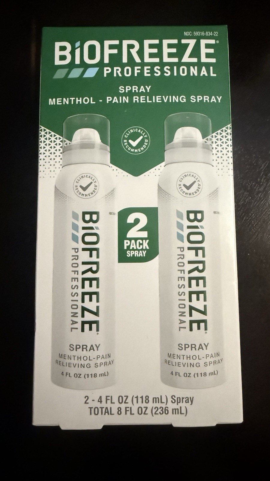 Biofreeze Professional Pain Relief 360 Degree 4oz Spray, 2 packs