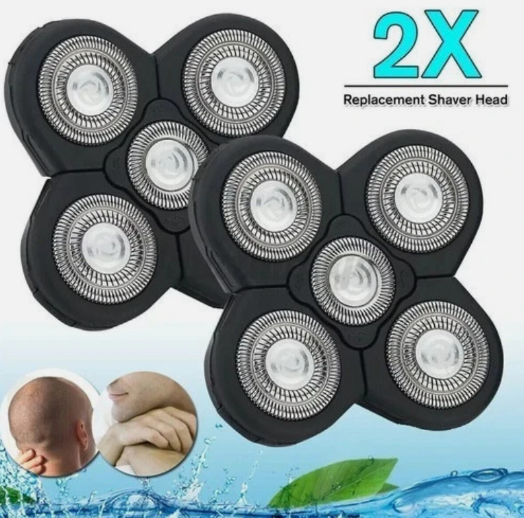 2PCS 5 Blades Floating Shaving Bald Replacement Shaver Head For Electric Razors