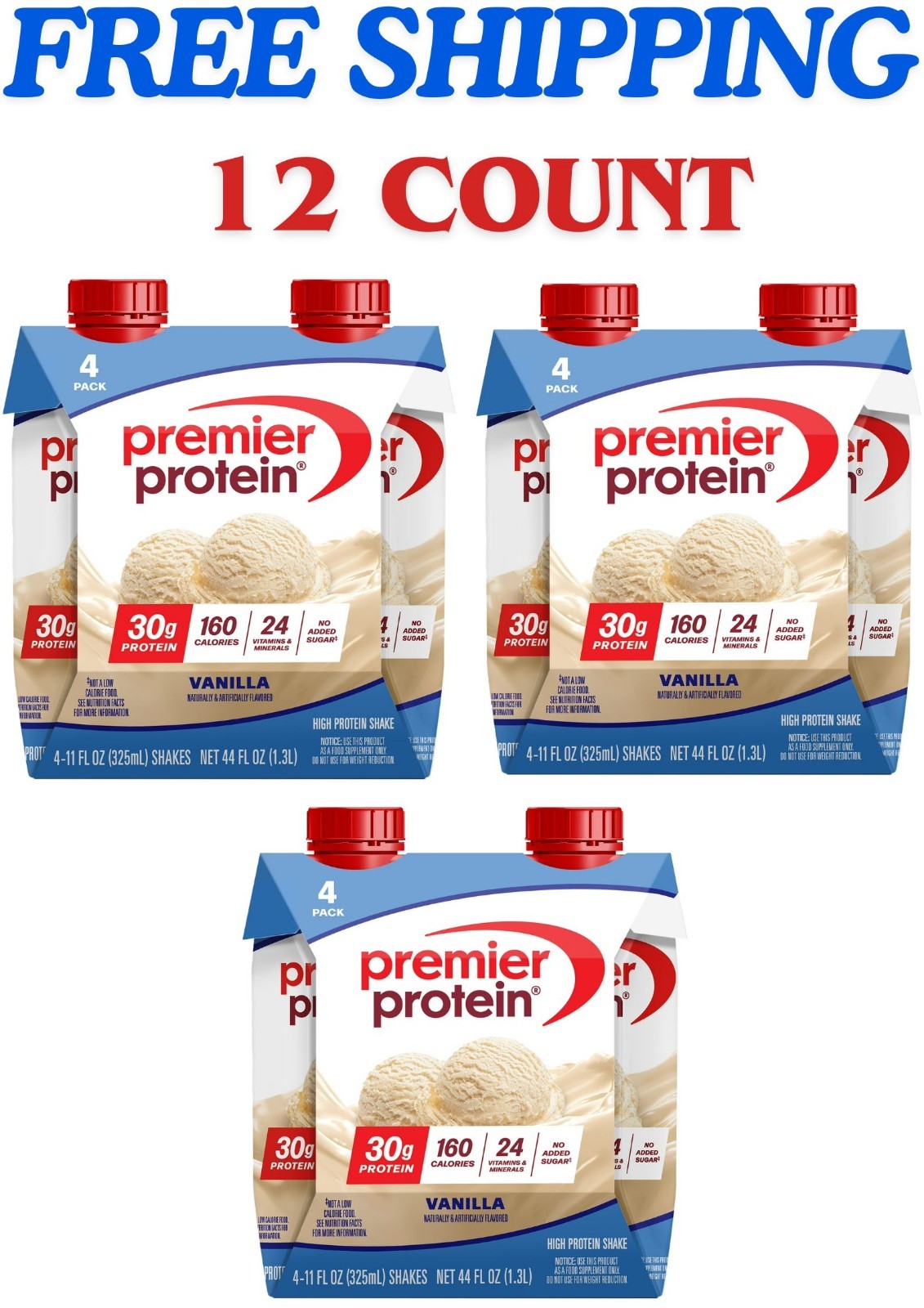 Premier Protein Shake, Vanilla, 30g Protein, 11 fl oz, 12 Ct