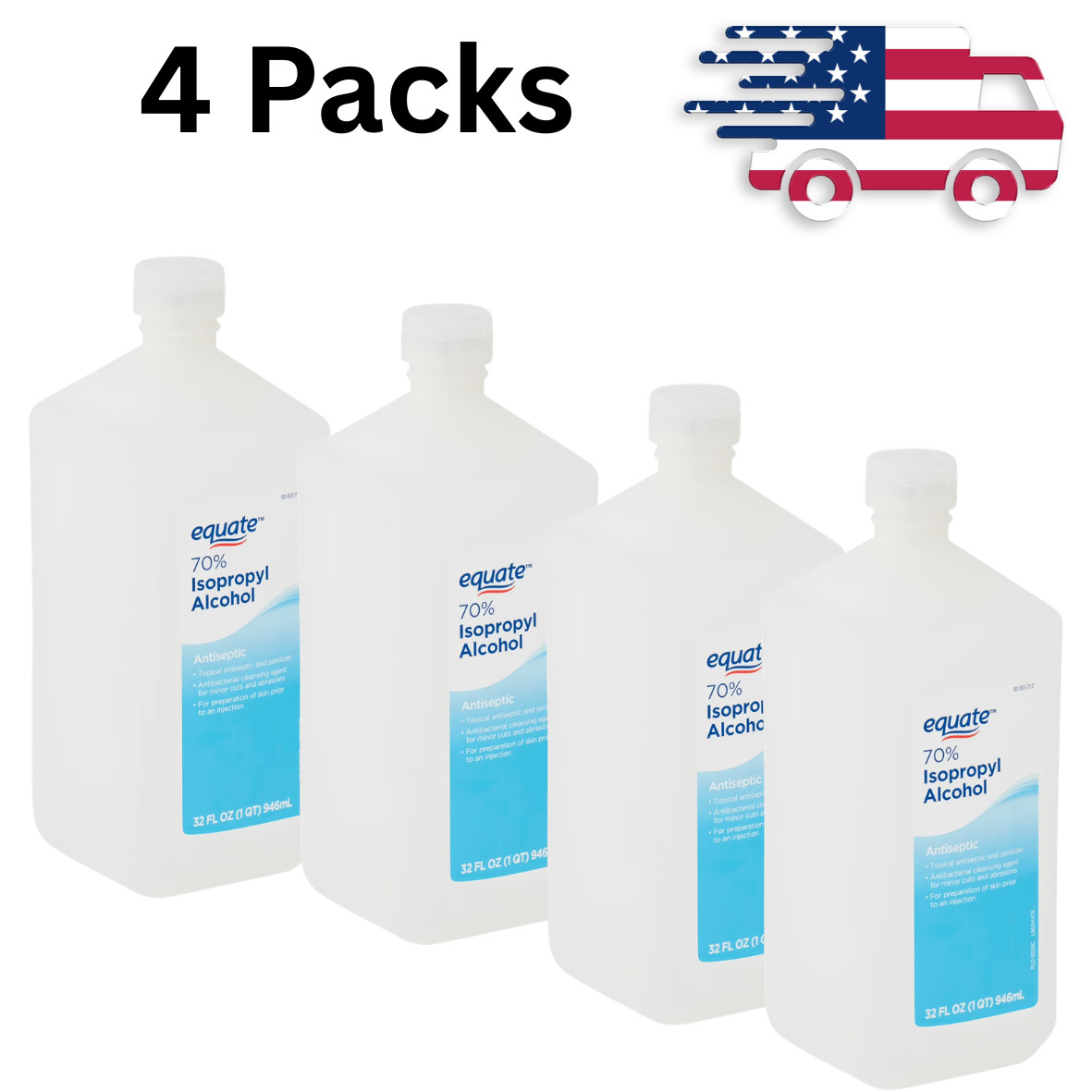 (4 PACK ) 70% Isopropyl Alcohol Antiseptic, 32 Fl Oz