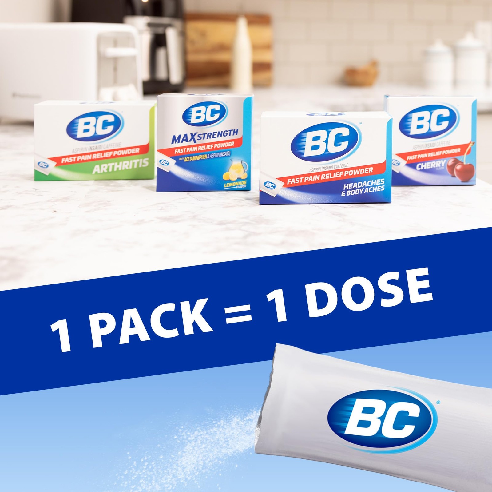 BC Powder Original Strength Pain Reliever, 50 Count (Pack of 1), White