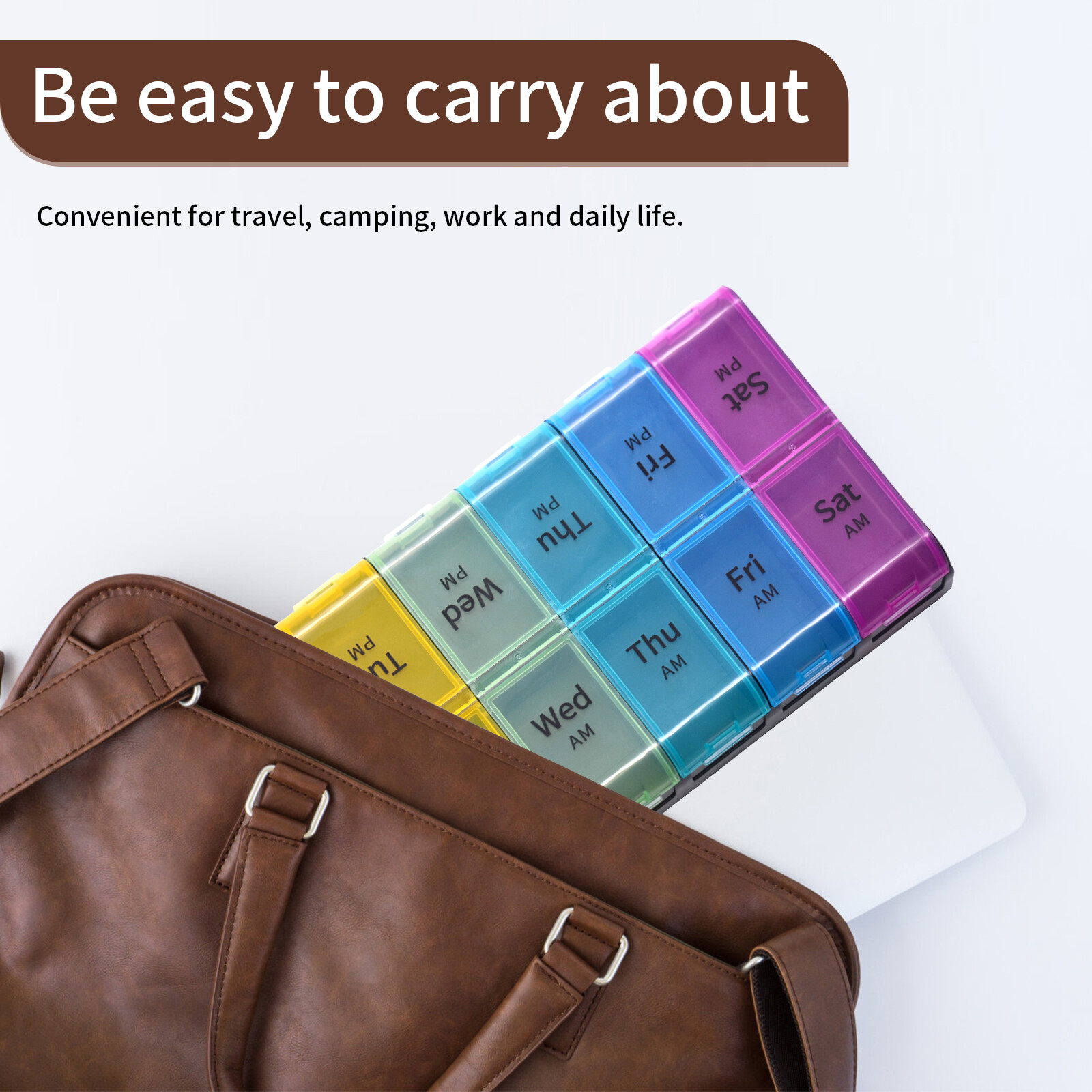 2 / 3 / 4 Times a Day Weekly Pill Box Organizer Pill Organizer Case Portable Box