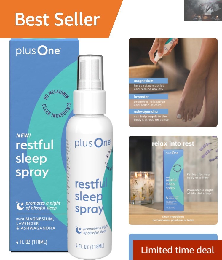 Plus One Blissful Sleep Spray – Relaxing Magnesium & Lavender Aromatherapy 4 Oz