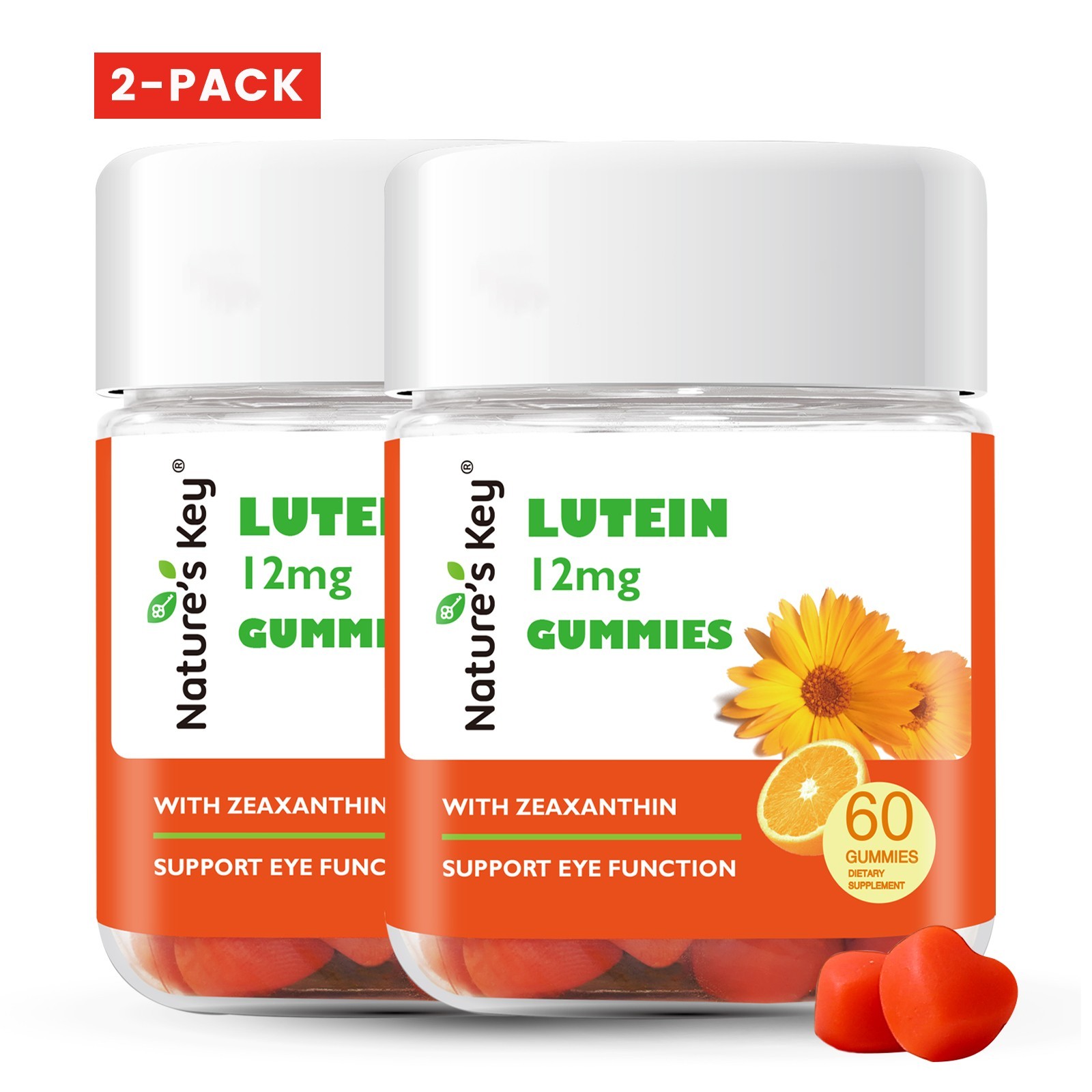 2 Packs Lutein Gummies 12mg with Zeaxanthin & Vitamin A-Eye Health Supplement
