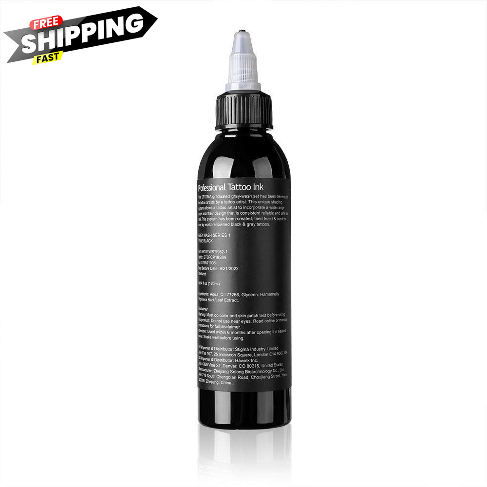 STIGMA Tattoo Ink 2 Stage Grey Wash Black 4oz (120ml) 4.1 fl oz, Dark