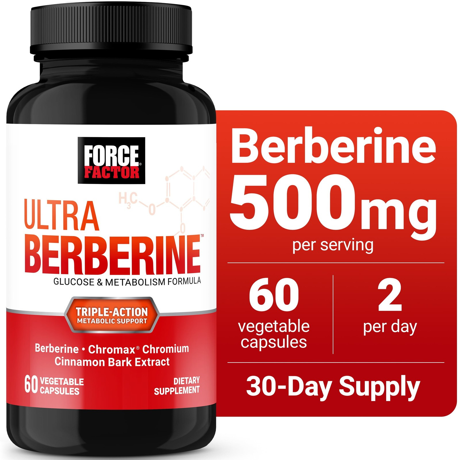 Ultra Berberine, 500Mg Berberine HCL, Cinnamon & Chromium for Metabolism Support