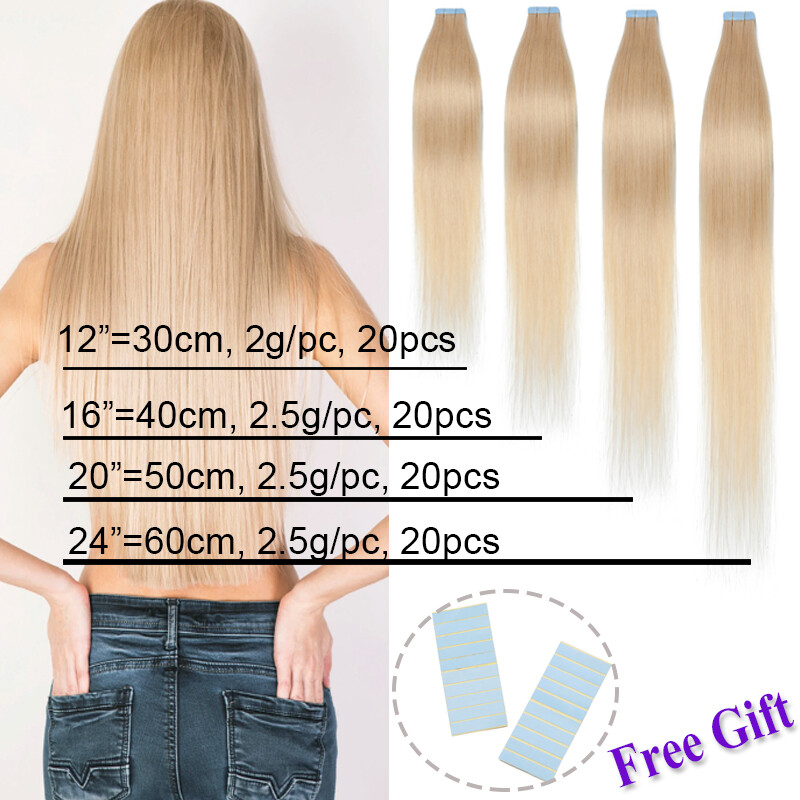 US Stock Ombre/ Highlight Tape In 7A Real Human Hair Extensions 10-24 Inch Long