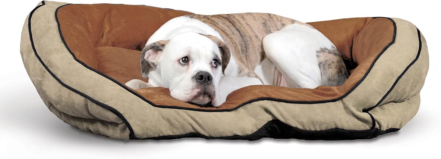 K&H Pet Products Bolster Couch Pet Bed Large Mocha/Tan 28″ x 40″