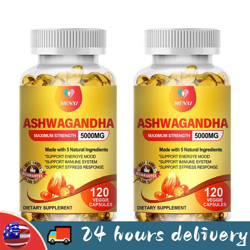 ASHWAGANDHA 5000MG CAPSULES HIGH STRENGTH STRESS FATIGUE ANXIETY RELIEF 240pills