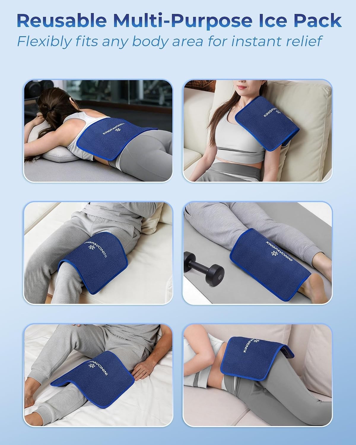 Dual-Layer Gel Ice Pack – Soft, Flexible Cold Therapy for Back, Knee & Shoulder