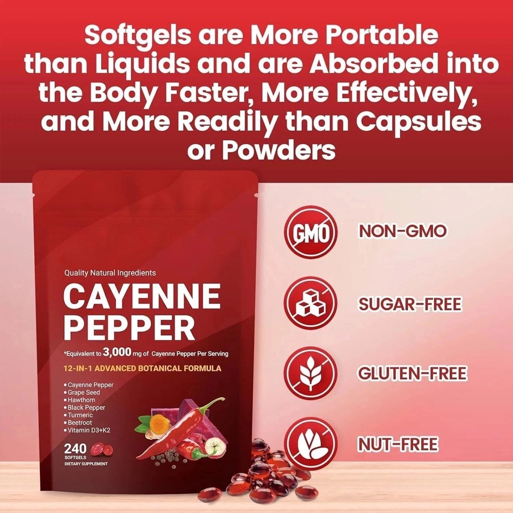 2X Capsaicin Power – Cayenne Pepper Softgels Supplement, Supports Legs Vein Hot