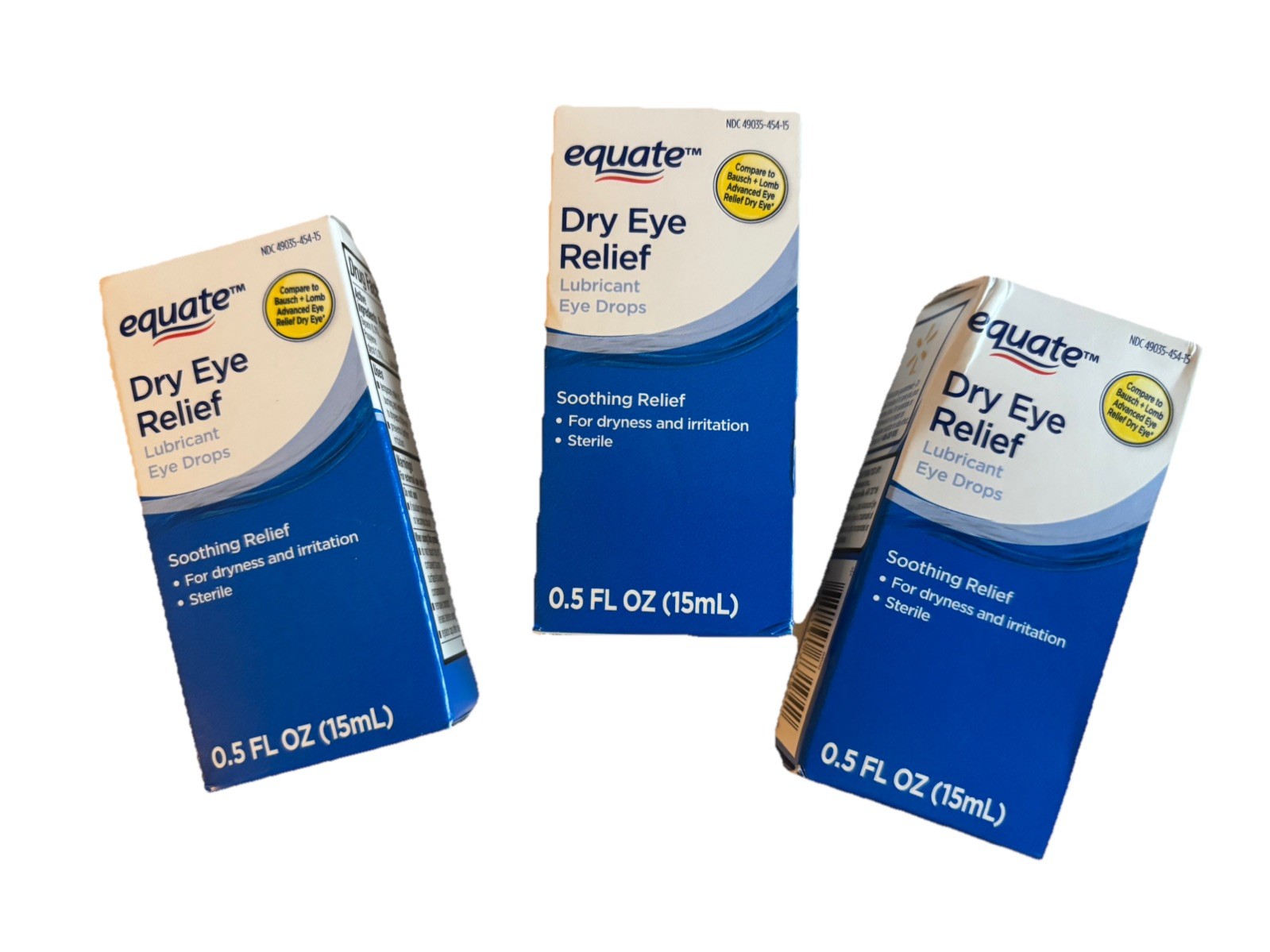 Equate Dry Eye Relief Lubricant Eye Drops, 0.5 fl oz, C (3 boxes sold together)