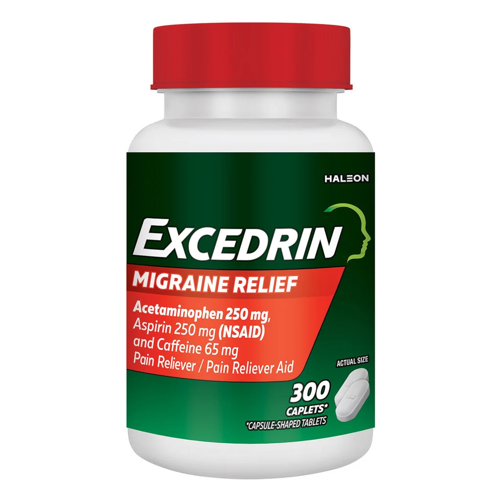 Excedrin Migraine Pain Reliever Aspirin Acetaminophen Caffeine 300 Ct Exp2028