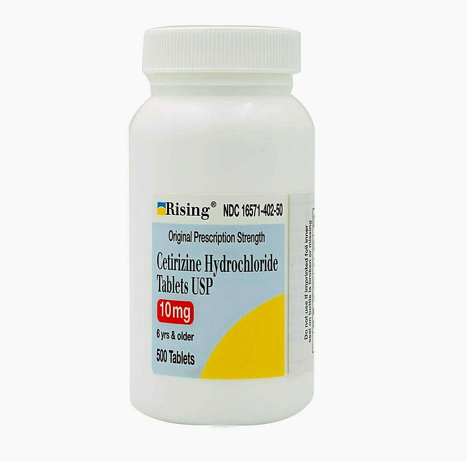 Rising Cetirizine HCL 10mg Tablets Antihistamine Allergy Relief 500ct 04/25