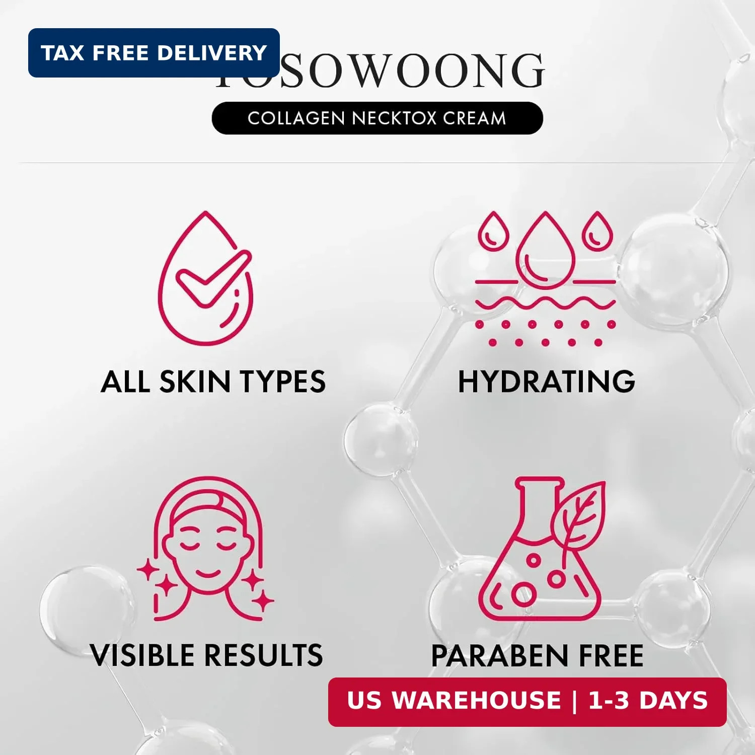 TOSOWOONG Collagen Necktox Cream with Collagen and Hyaluronic Acid for Neck Firm