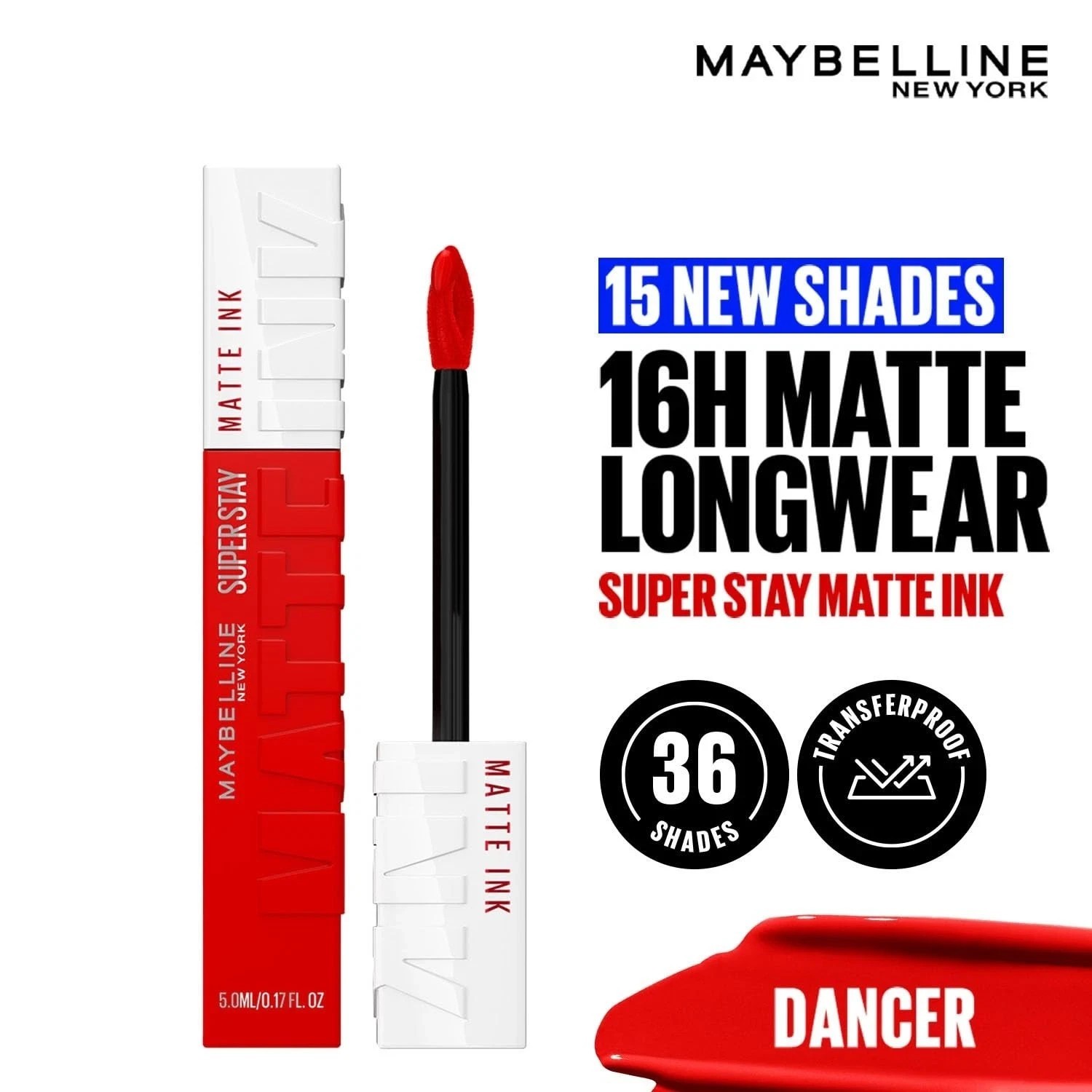 Maybelline New York Superstay Matte Ink Liquid Lipstick, 118 Dancer 5ml