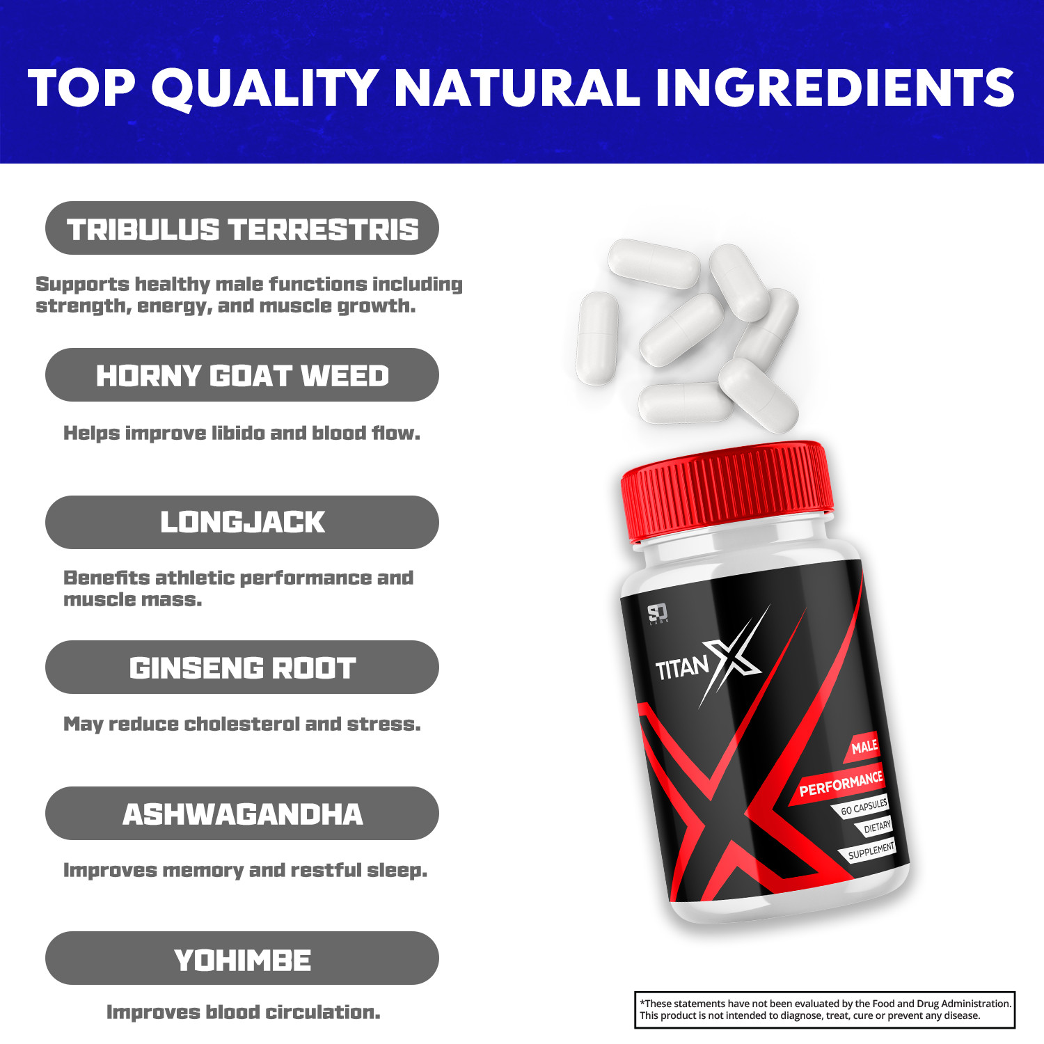 Titan X – Male Pills to Boost Performance and Endurance 60 Capsules
