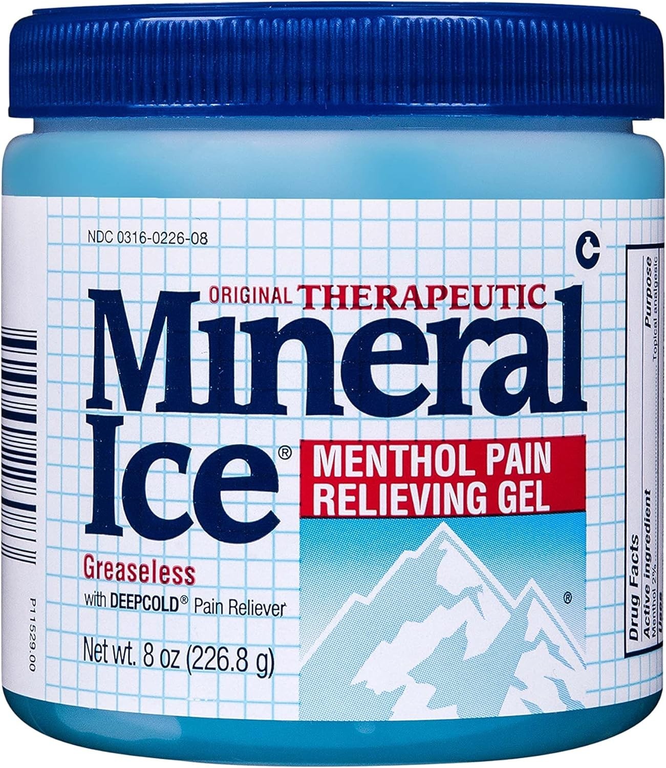 Mineral Ice Original Therapeutic Pain Relieving Gel Greaseless with DeepCold 8oz