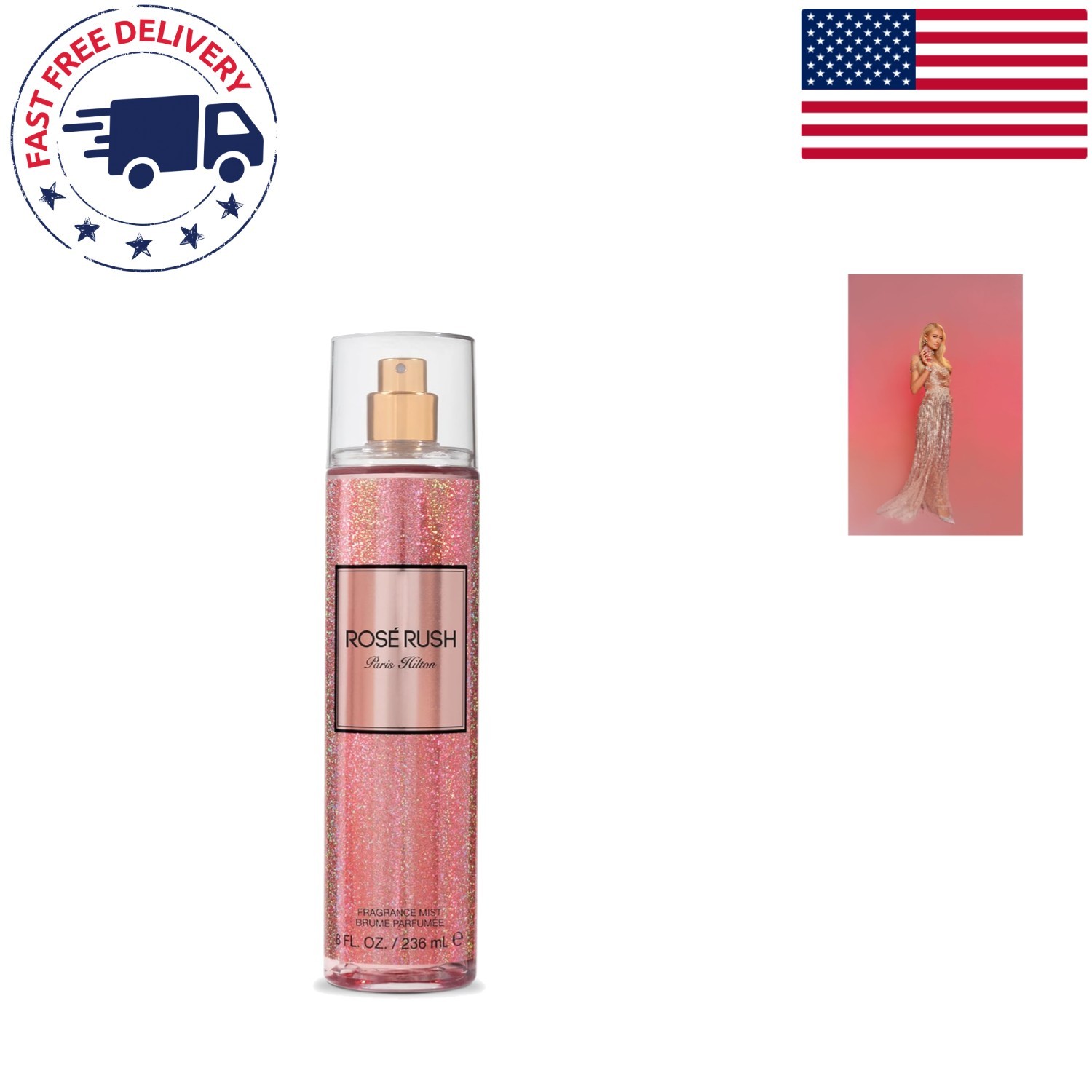 Long-Lasting Rose Rush Body Spray 8 Oz – Alcohol-Free Floral Fragrance for Women