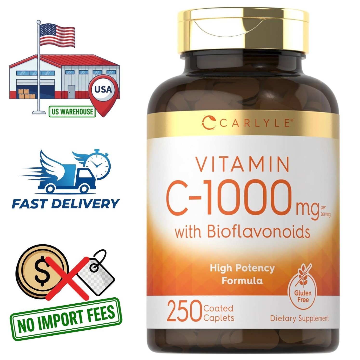 Vitamin C 1000mg with Rose Hips and Citrus Bioflavonoids | 250 Caplets