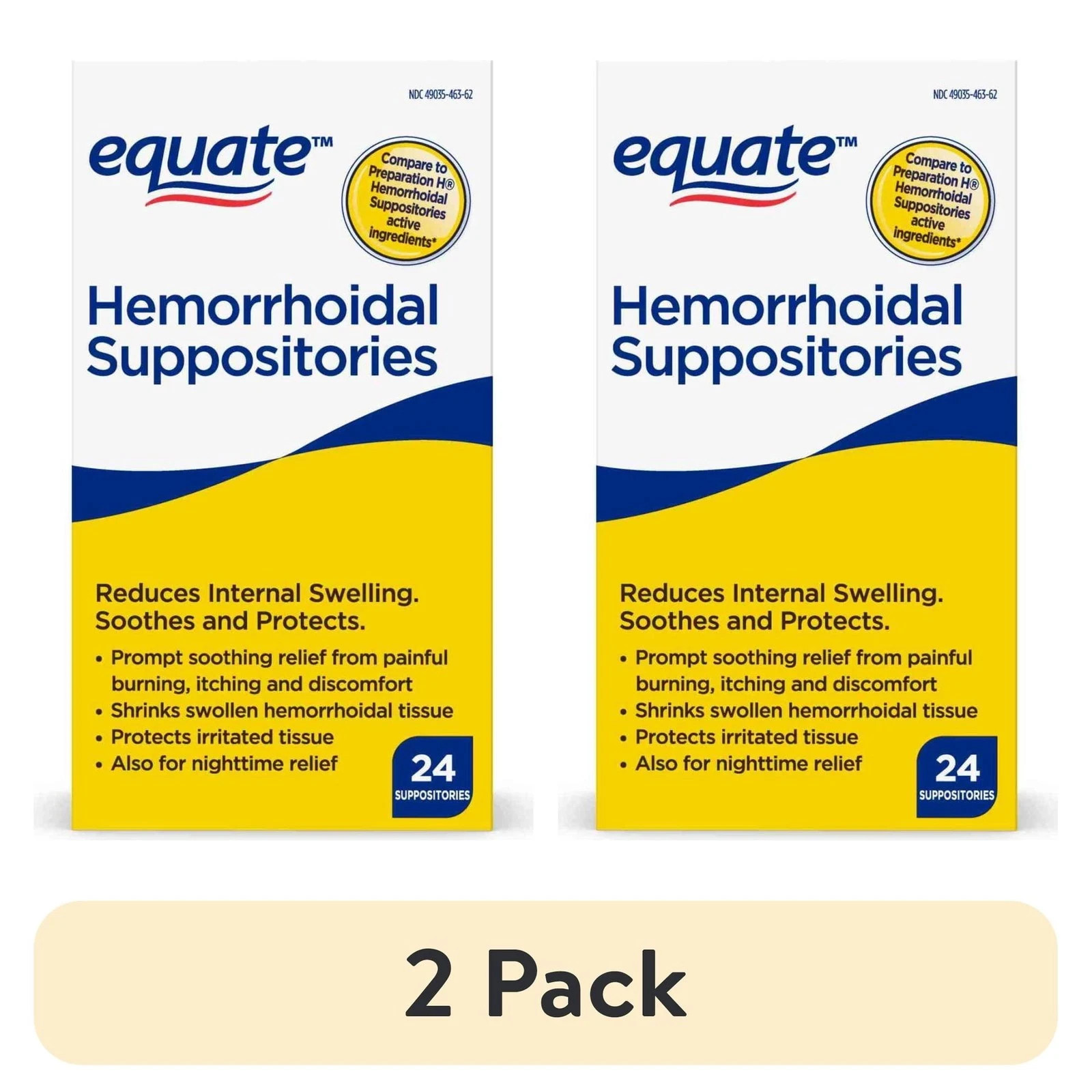 Equate Hemorrhoidal Suppositories Compare to Preparation H 24ct ( 2 PACK)