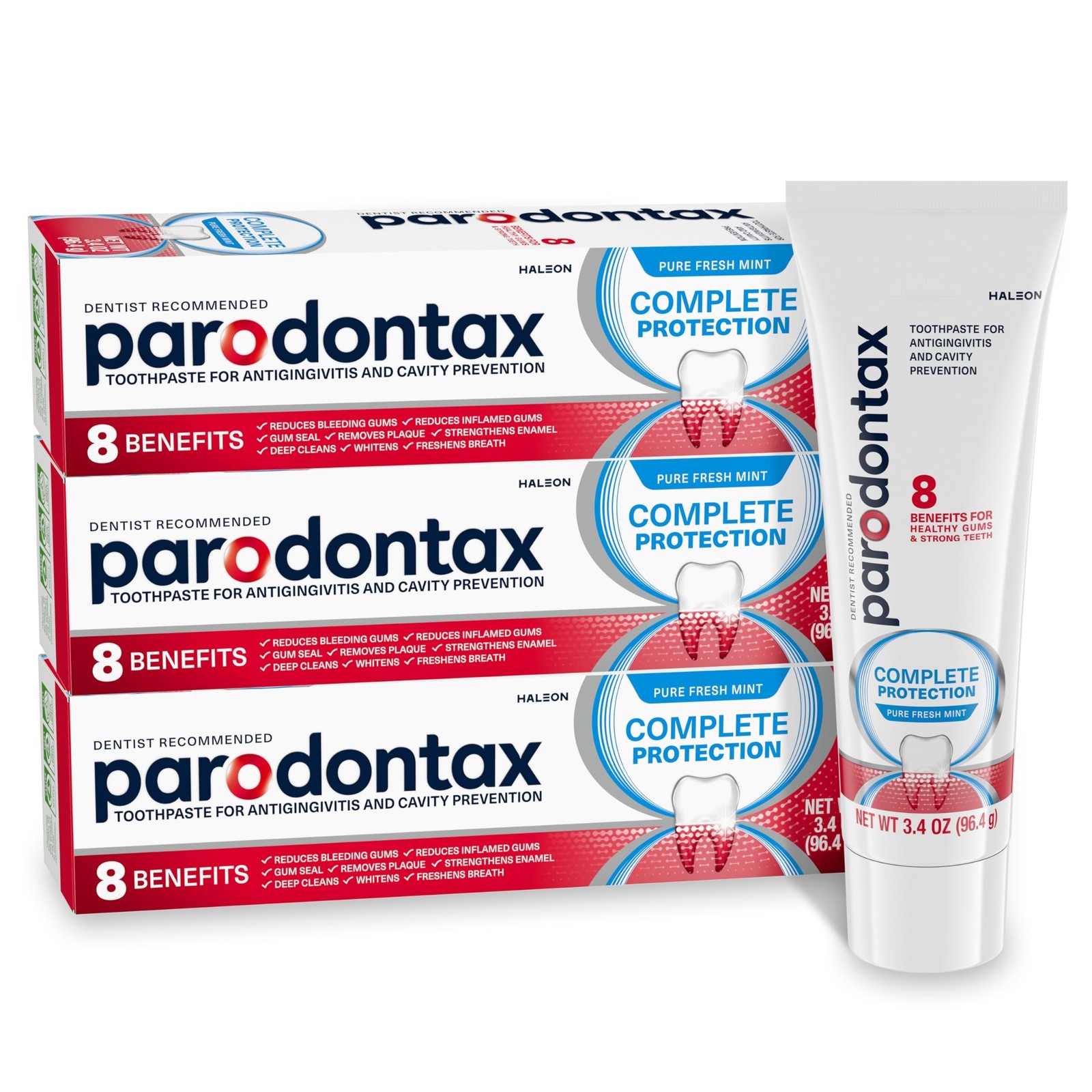 Parodontax Complete Protection Toothpaste, Pure Fresh Mint – 3.4 oz x 3