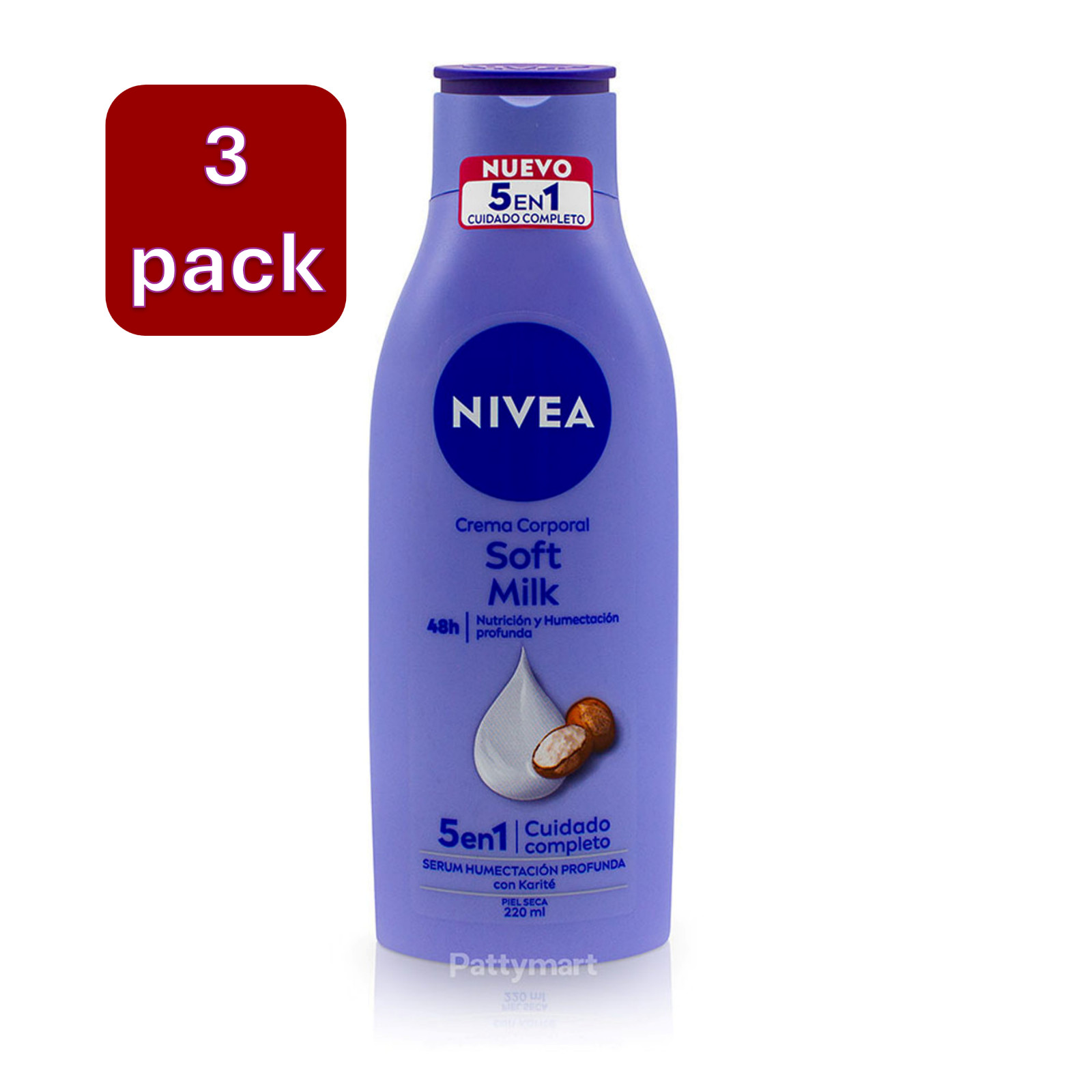 3 NIVEA BODY CREAM DRY SKIN 220 ML ESSENTIALLY ENRICHED MILK NUTRITIVE