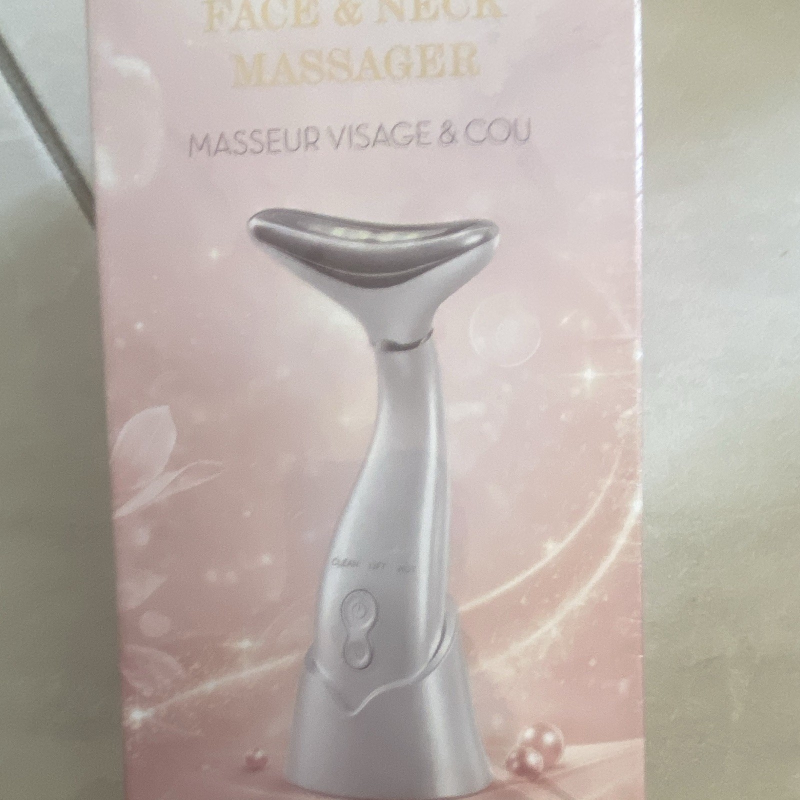 Handheld Vibrating Face & Neck Massager, 2 Heads, USB Charging, White